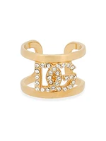 Goldtone & Glass Crystal Monogram Ring