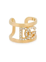 Goldtone & Glass Crystal Monogram Ring