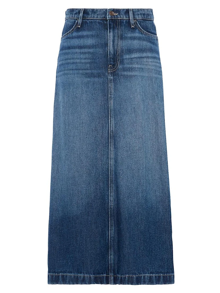 Stretch Denim Midi-Skirt