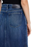 Stretch Denim Midi-Skirt