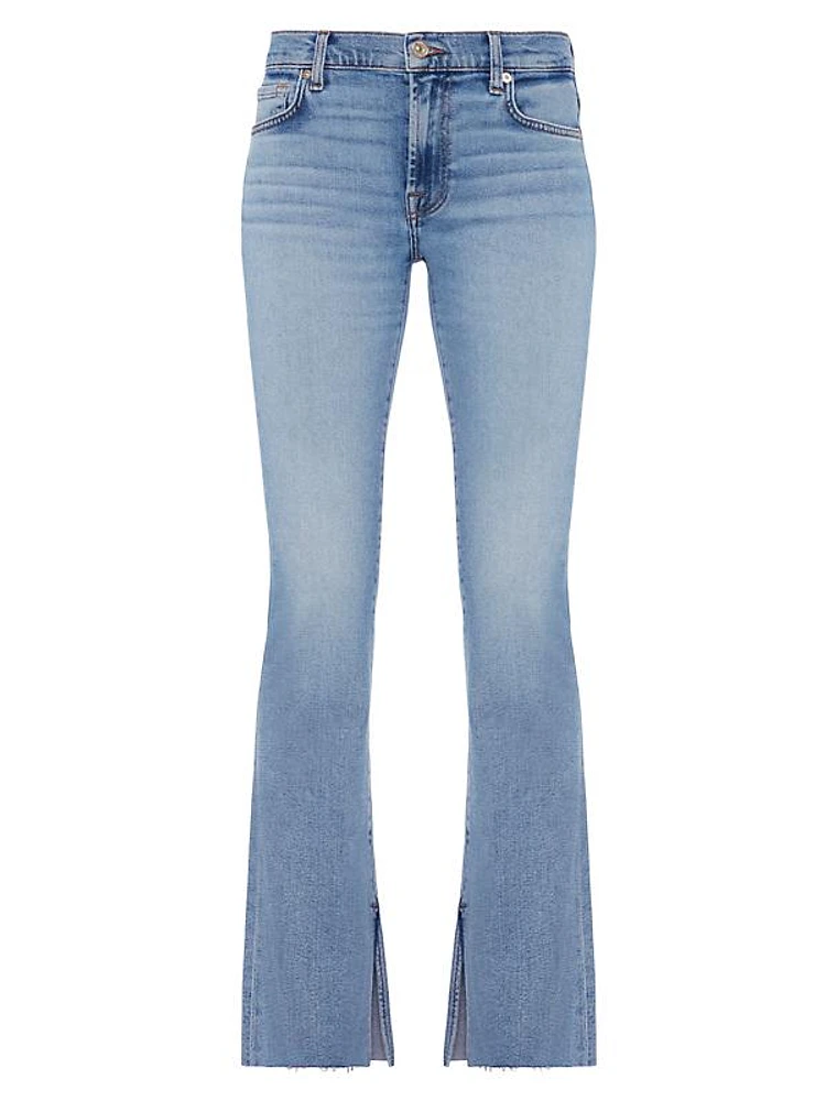 Low-Rise Stretch Vented Boot-Cut Jeans