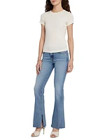 Low-Rise Stretch Vented Boot-Cut Jeans