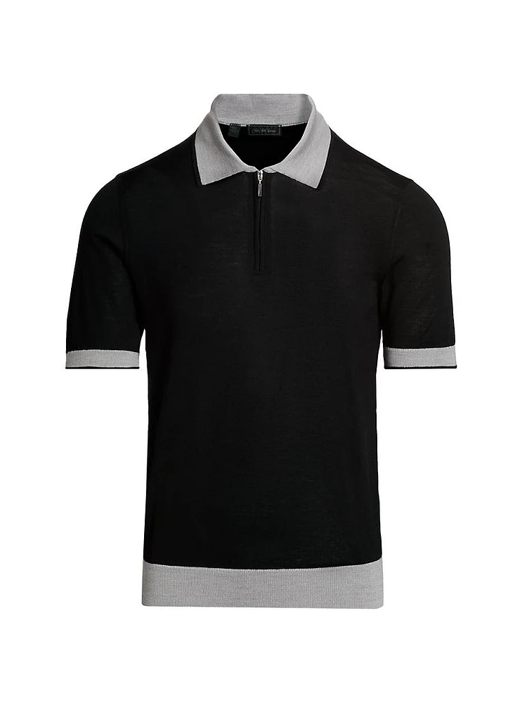 COLLECTION Contrast Short Sleeve Zip Polo Shirt