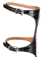 Crocodile-Embossed Gladiator Sandals