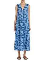 Urlo Printed Linen Midi-Dress