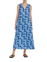 Urlo Printed Linen Midi-Dress