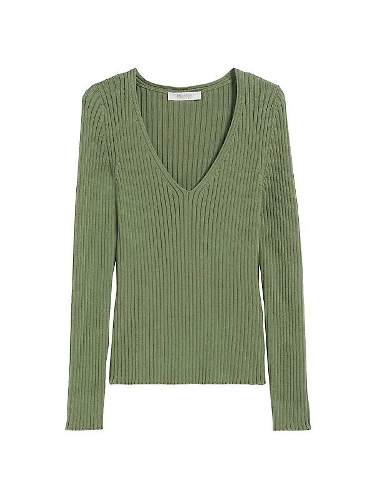 Calcio Rib-Knit V-Neck Sweater