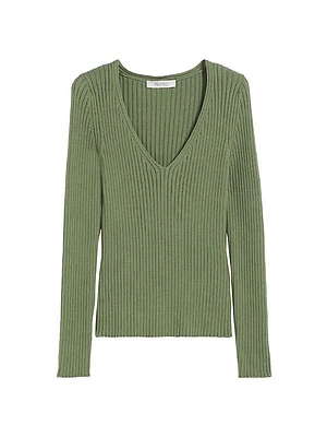 Calcio Rib-Knit V-Neck Sweater