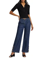 Hyra Buttoned Vent Crop Jeans