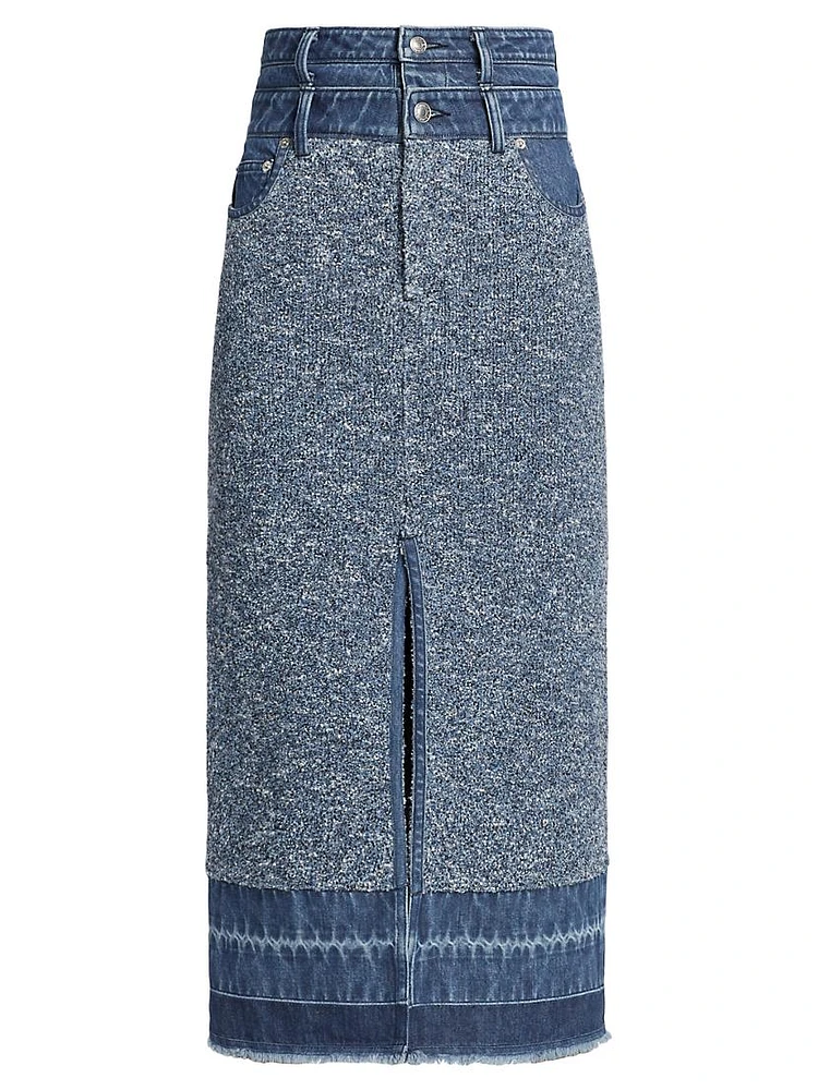 Maddy Denim & Knit Midi Skirt