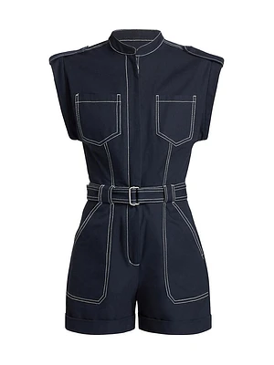 Tinka Contrast-Stitched Belted Romper