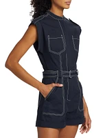 Tinka Contrast-Stitched Belted Romper