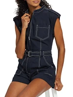 Tinka Contrast-Stitched Belted Romper