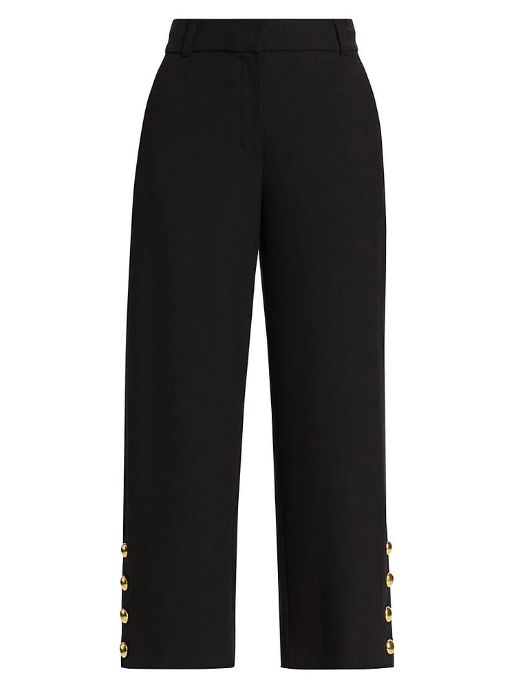 Miki Button-Hem Crop Pant