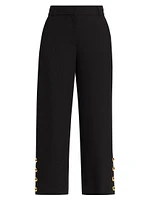 Miki Button-Hem Crop Pant