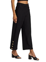 Miki Button-Hem Crop Pant