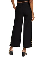 Miki Button-Hem Crop Pant