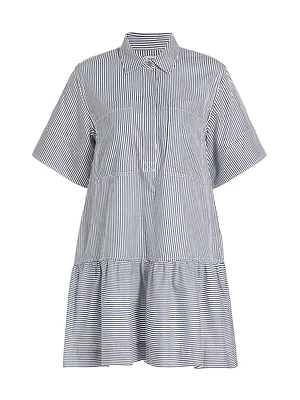 Cris Striped Short-Sleeve Cotton Minidress