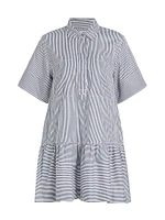 Cris Striped Short-Sleeve Cotton Minidress