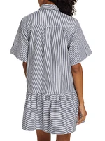 Cris Striped Short-Sleeve Cotton Minidress