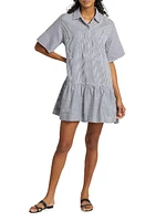 Cris Striped Short-Sleeve Cotton Minidress