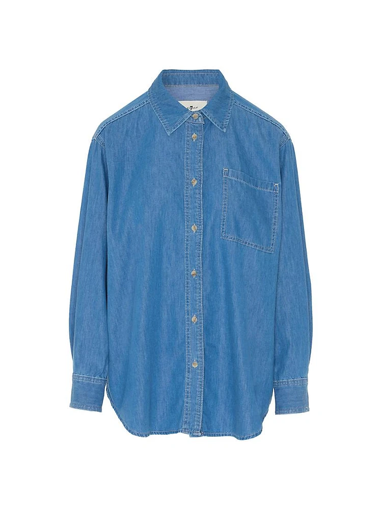 Oversized Denim Button-Front Shirt