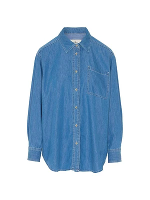 Oversized Denim Button-Front Shirt