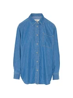 Oversized Denim Button-Front Shirt