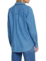 Oversized Denim Button-Front Shirt