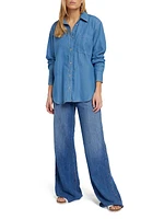 Oversized Denim Button-Front Shirt