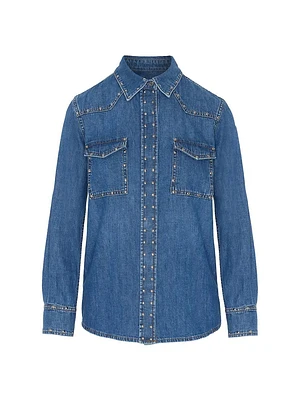 Emilia Stud-Embellished Denim Shirt