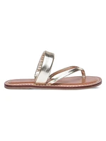 Leia Metallic Leather Thong Sandals