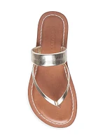 Leia Metallic Leather Thong Sandals