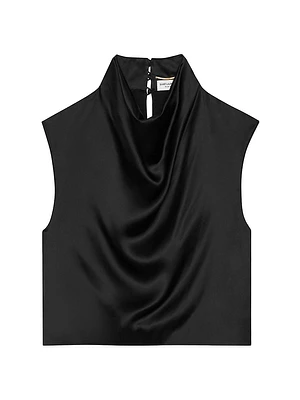 Cowl-neck Crop Top Satin