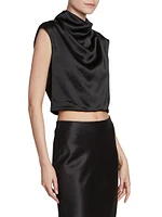 Cowl-neck Crop Top Satin