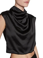 Cowl-neck Crop Top Satin