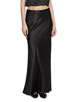 Long Skirt Silk Satin Crepe