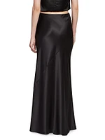 Long Skirt Silk Satin Crepe