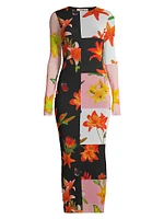 Mesh Floral Patchwork Maxi Dress