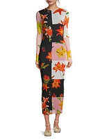 Mesh Floral Patchwork Maxi Dress