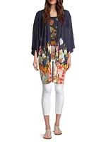 Mesh Floral Open Cardigan