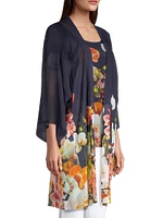 Mesh Floral Open Cardigan