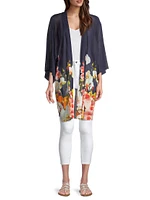 Mesh Floral Open Cardigan