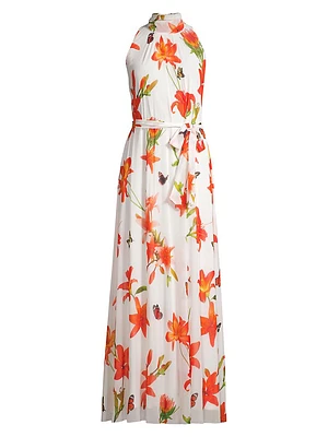 Mesh Floral Sleeveless Maxi Dress