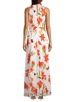 Mesh Floral Sleeveless Maxi Dress