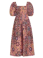 Lola Floral Puff-Sleeve Maxi Dress