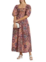 Lola Floral Puff-Sleeve Maxi Dress