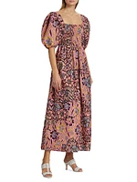 Lola Floral Puff-Sleeve Maxi Dress