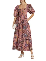 Lola Floral Puff-Sleeve Maxi Dress