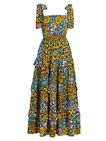 Idera Cotton Floral Ruffled Maxi Dress